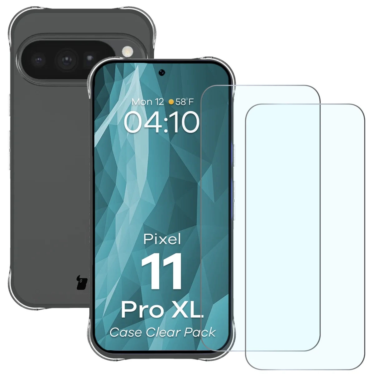 Elastyczne etui + 2x szkło hartowane Bizon Case Clear Pack do Google Pixel 11 Pro XL