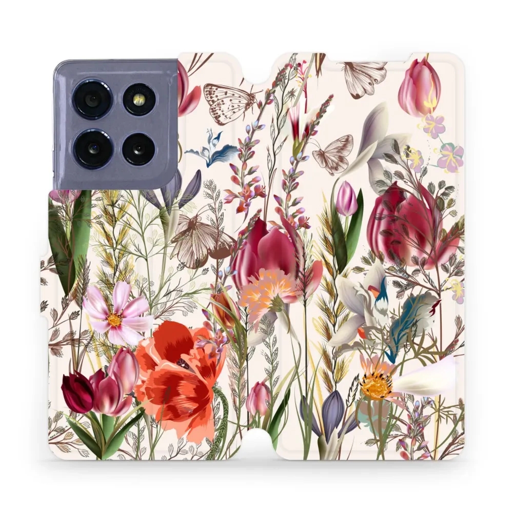 Etui z klapką do Motorola Moto G86 5G, Mobiwear Book, bukiet kwiatów