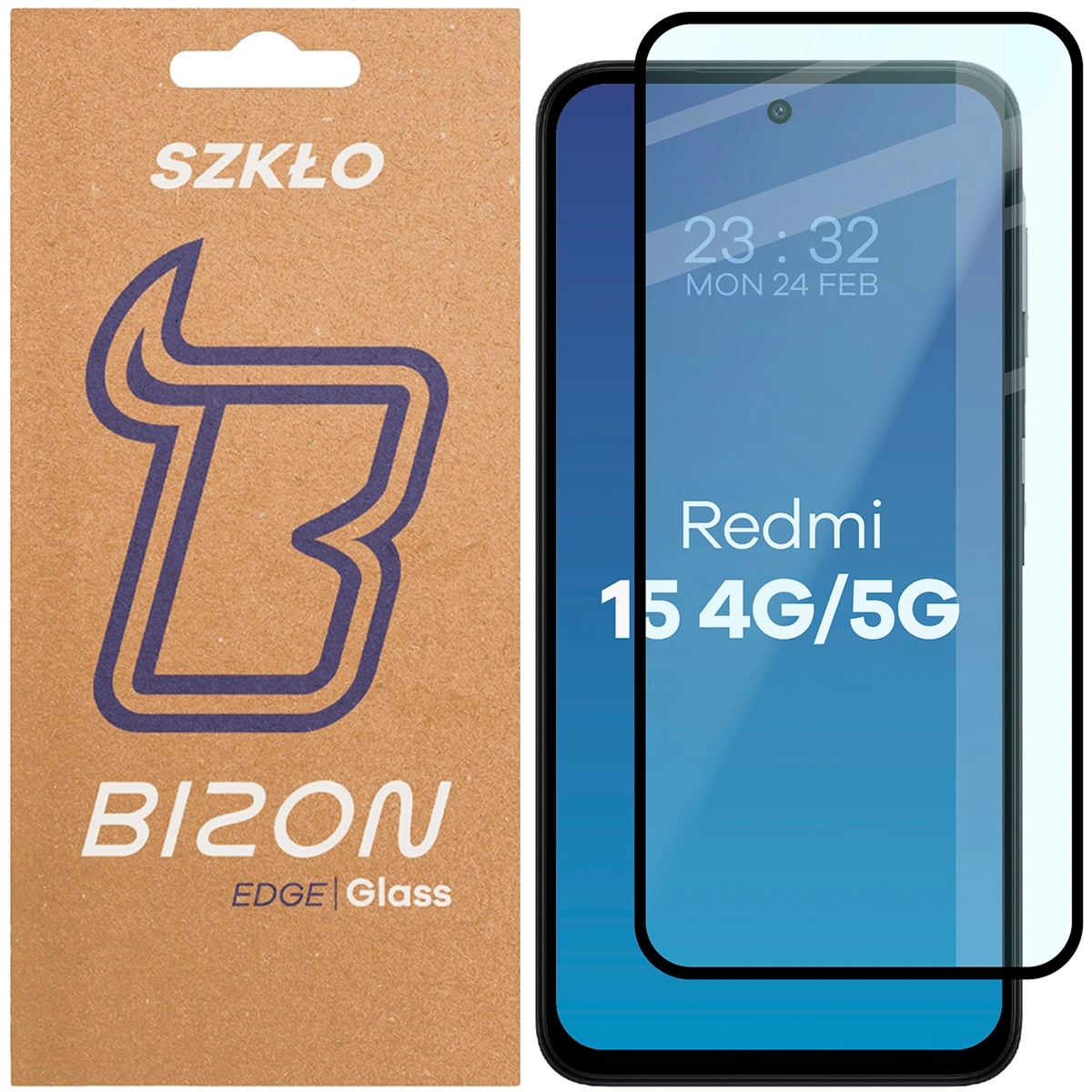 Szkło hartowane Bizon Glass Edge do Xiaomi Redmi 15 4G / 5G, czarna ramka