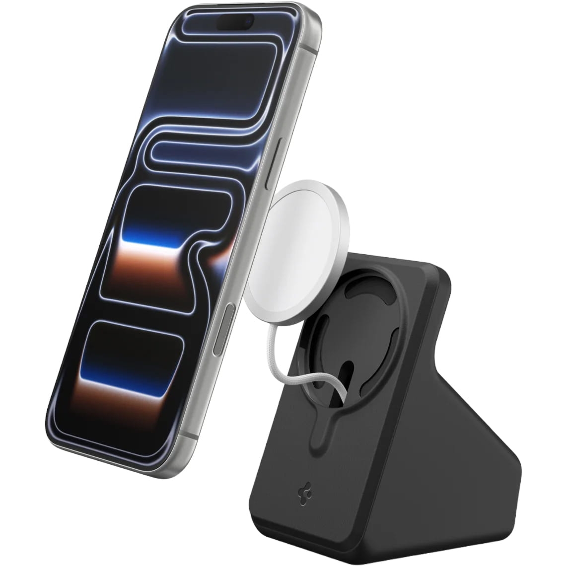 Stacja dokująca, podstawka do ładowarek indukcyjnych Qi, Spigen MagSafe Charger Stand, czarna
