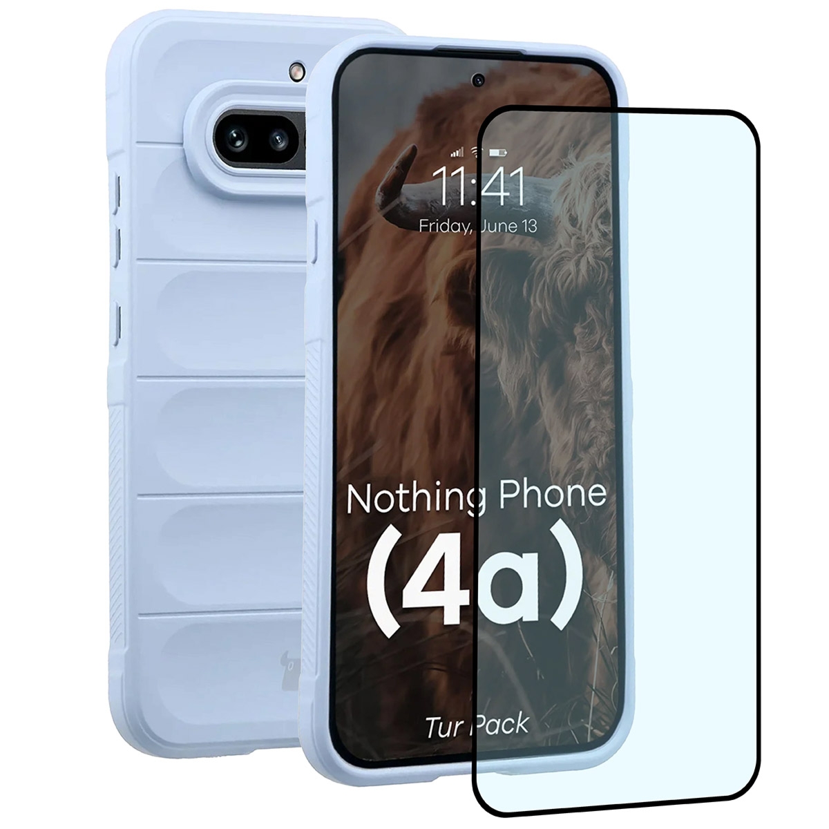 Pancerne etui + szkło hartowane Bizon Tur Pack do Nothing Phone (4a), jasnoniebieskie