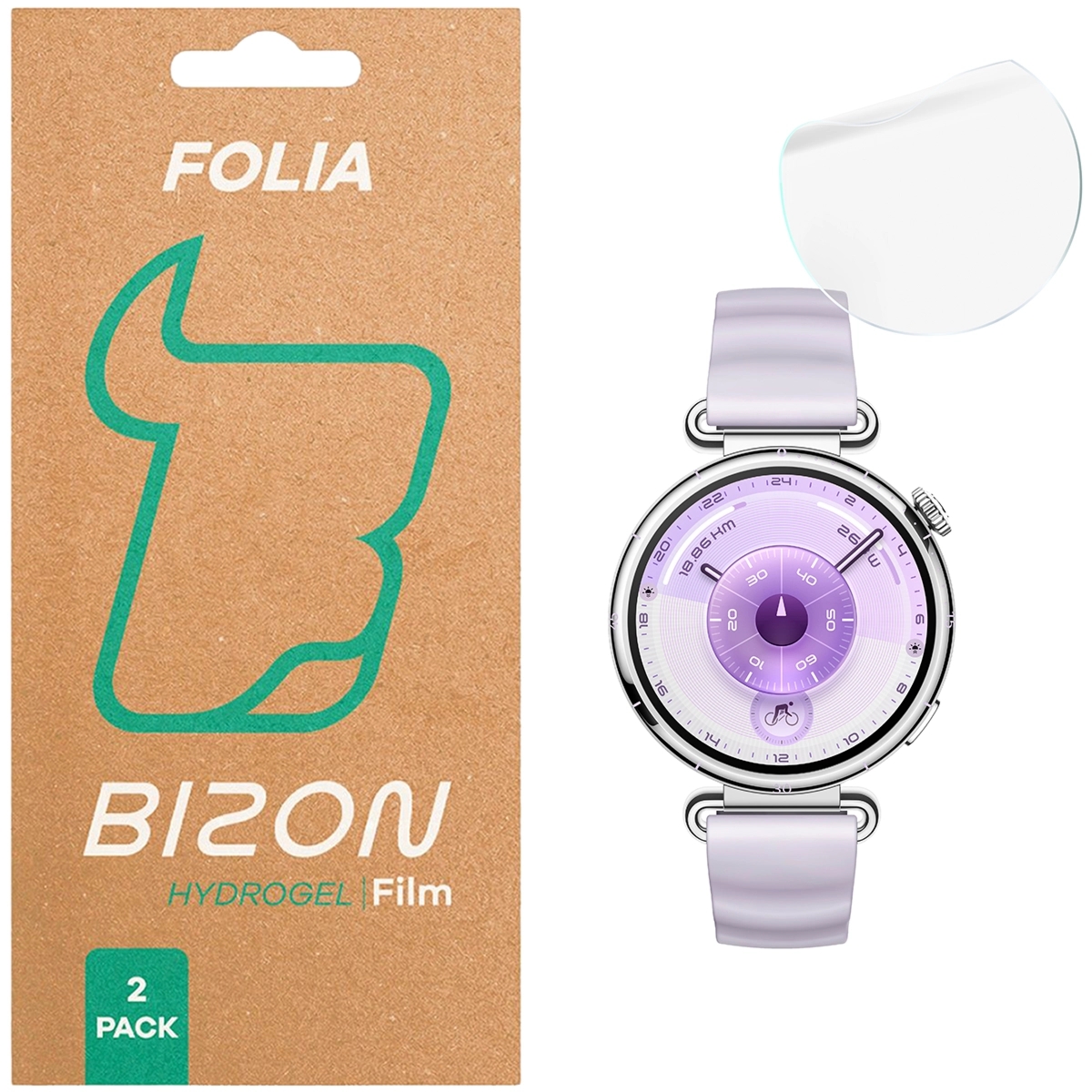 Folia hydrożelowa na ekran Bizon Watch Film Hydrogel Duo do Huawei Watch GT6 41 mm, 2 sztuki