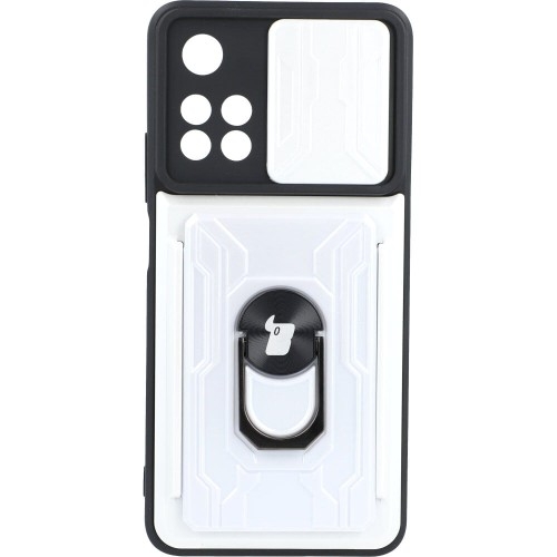 Image of Etui Bizon Case Camshield Card Slot Ring do Xiaomi Redmi Note 11 Pro+ 5G, białe