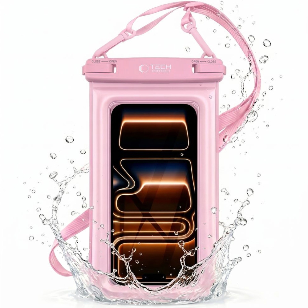 Etui wodoszczelne Tech-Protect UWC7 Universal Waterproof Floating Case do telefonu 6,9″, różowe