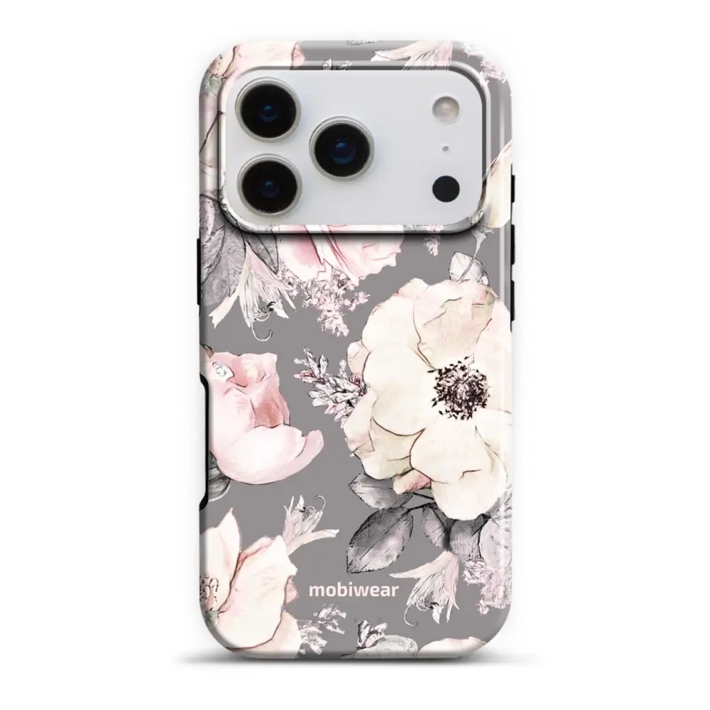 Etui ochronne do iPhone 17 Pro, Mobiwear Elite Pro, różowo-kwieciste