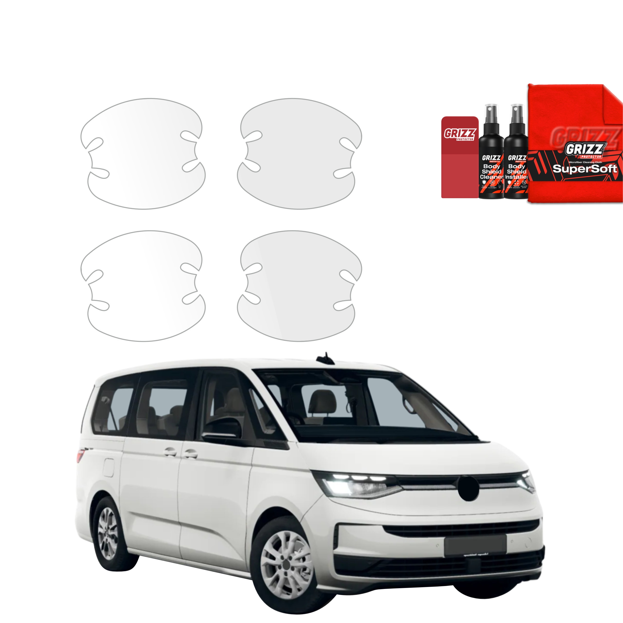 4w1 Bezbarwna folia ochronna Grizz Protector pod klamki Volkswagen Multivan T7 (2026)