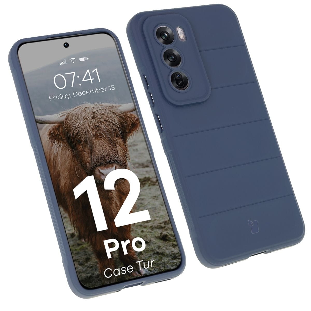 Image of Pancerne etui Bizon Case Tur do Oppo Reno 12 Pro, granatowe