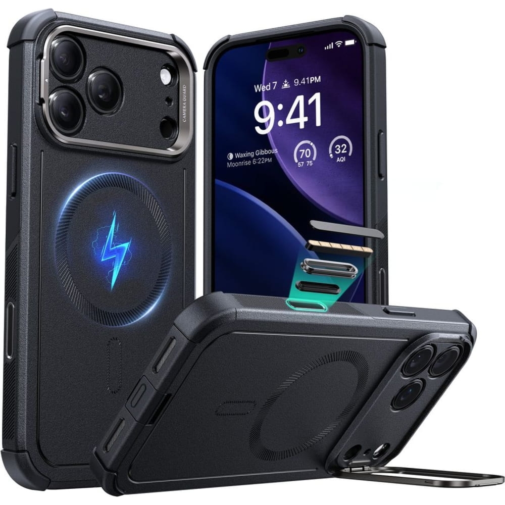Etui ESR Cyber Tough Case Kickstand do MagSafe do iPhone 17 Pro, czarne