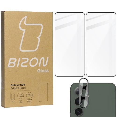 Image of 2x Szkło + szybka na aparat BIZON Edge 2 Pack do Galaxy S24