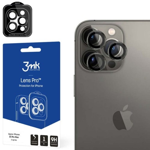 Image of Osłona na aparat 3mk Lens Protection Pro 1 zestaw dla iPhone 15 Pro Max, grafitowe