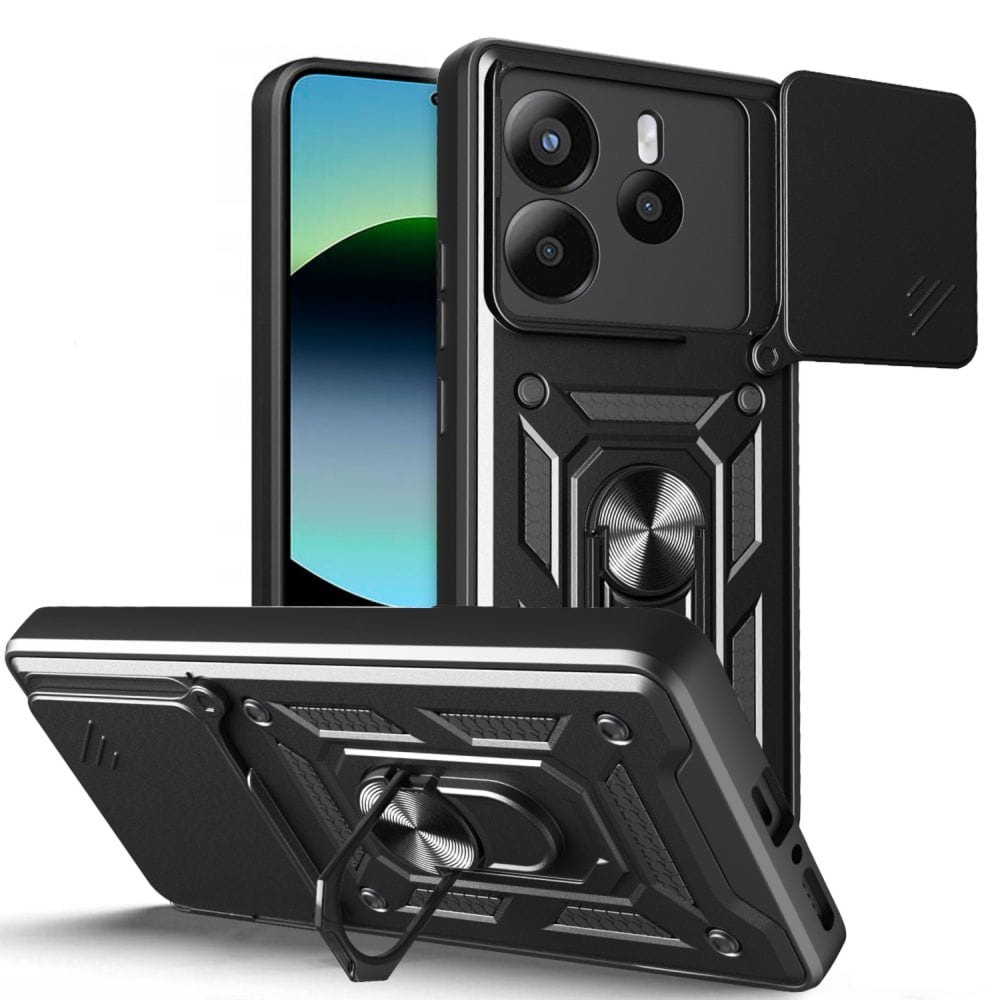 OUTLET: Etui z uchwytem na palec do Xiaomi Redmi Note 14 5G Tech-Protect Camshield Pro, czarne