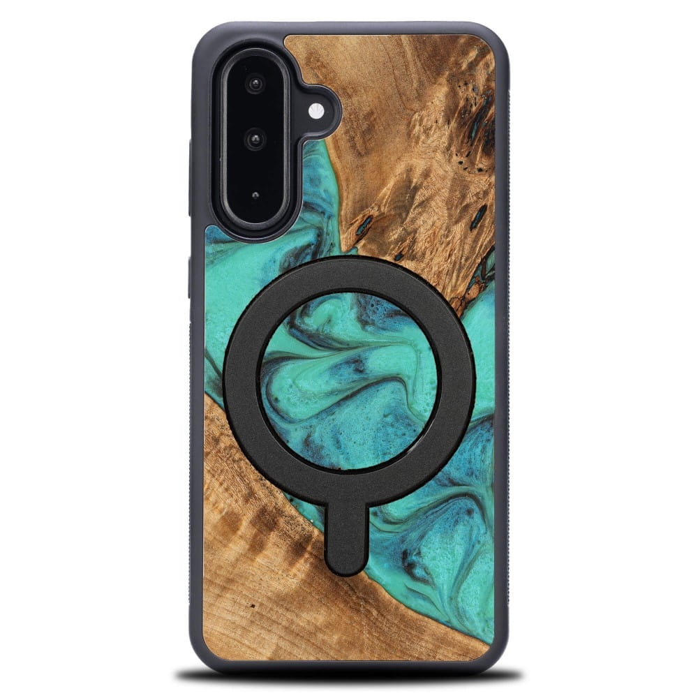 Image of Drewniane etui do Galaxy A26 5G, Bewood Unique Turquoise do MagSafe
