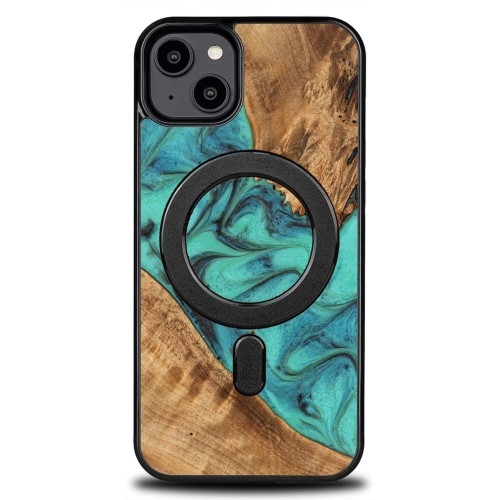 Image of Drewniane etui Bewood do iPhone 15 Plus, Turquoise MagSafe