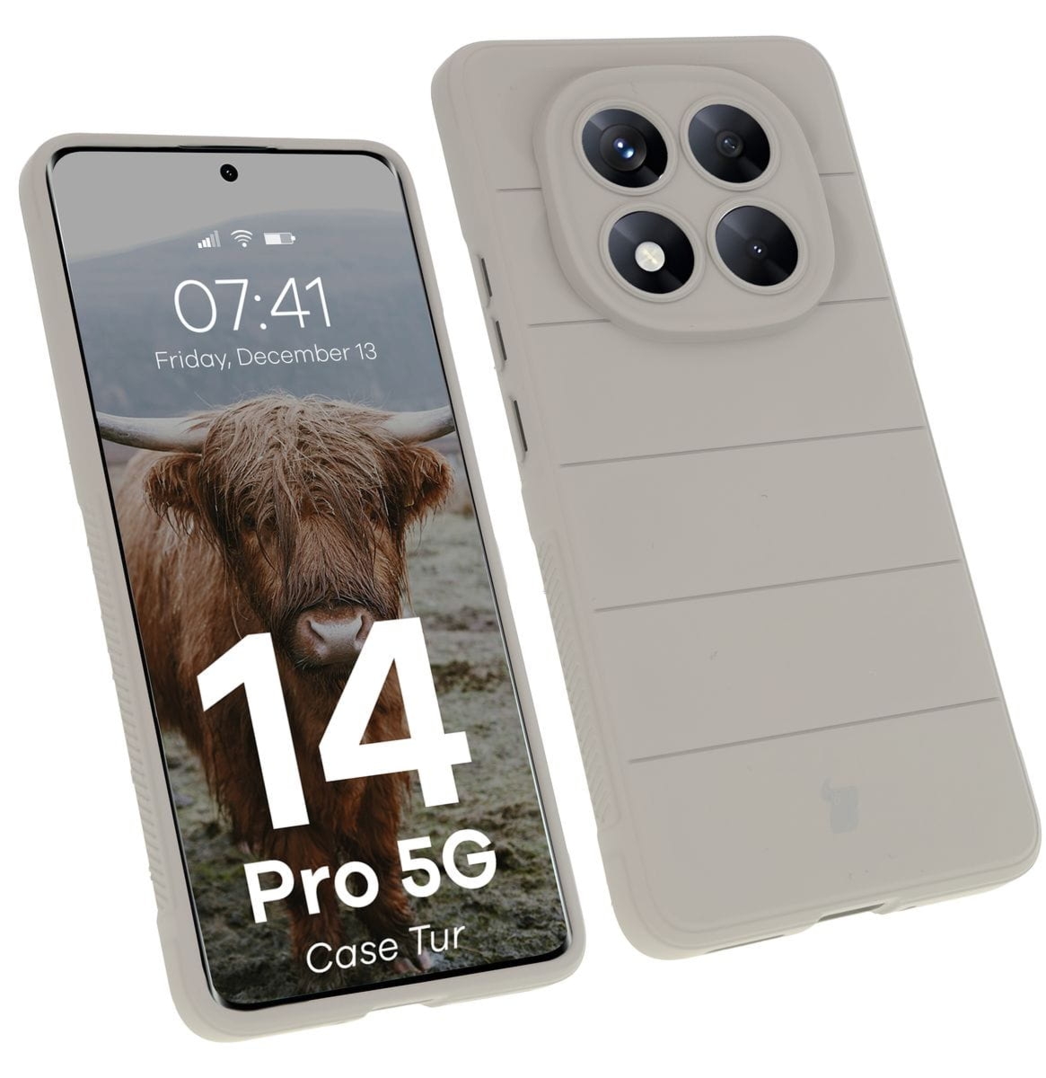 Pancerne etui Bizon Case Tur do Xiaomi Redmi Note 14 Pro 5G / Poco X7, jasnoszare