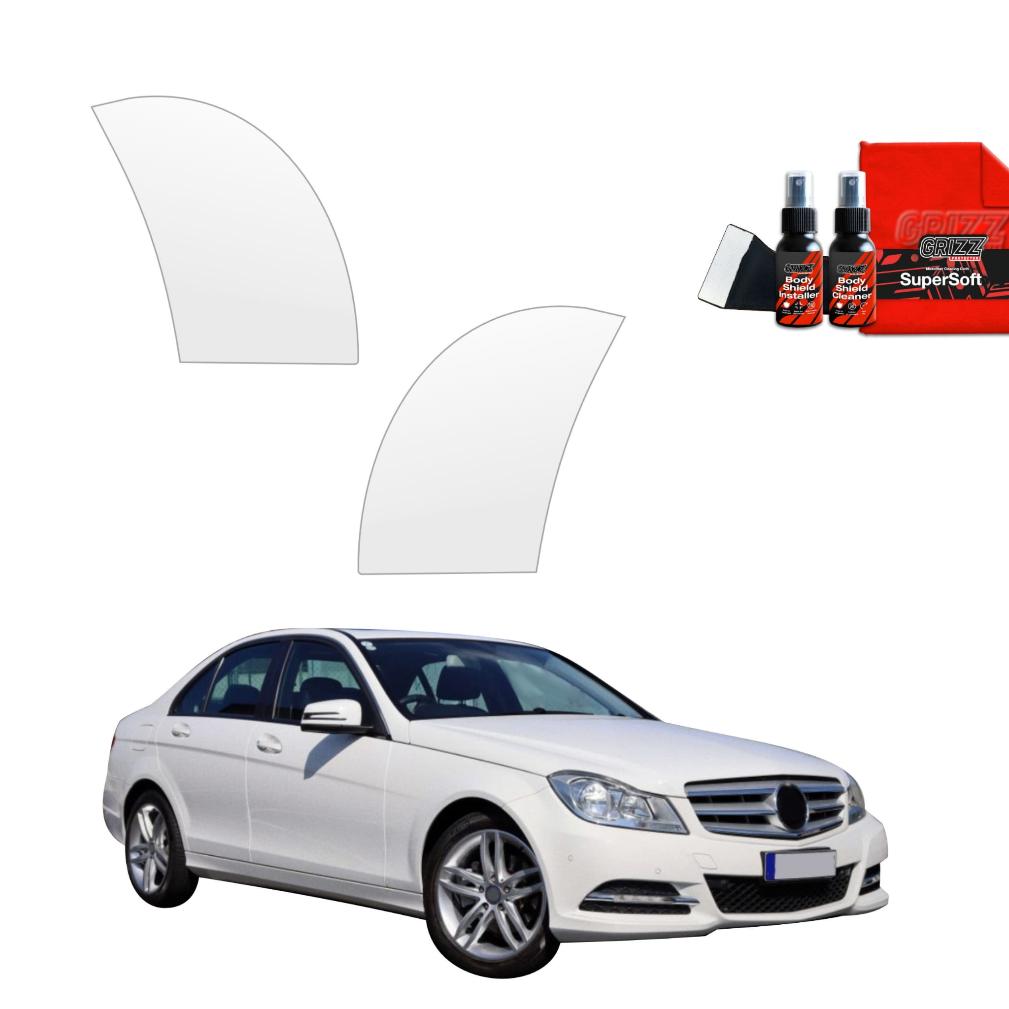 6w1 Folia ochronna na nadkola Grizz Protector do Mercedes Benz C Klasa W204 Sedan Facelifting (2011-2014)