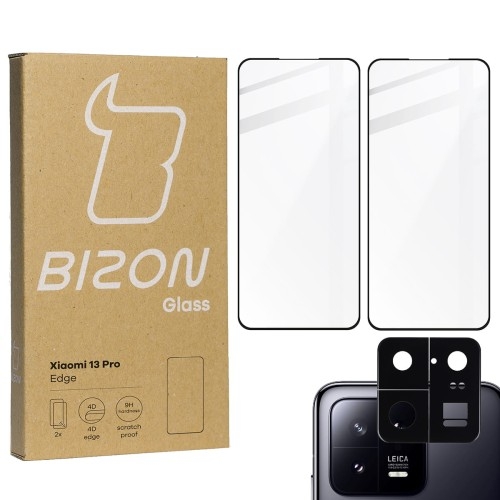 Image of 2x Szkło + szybka na aparat BIZON Edge do Xiaomi 13 Pro