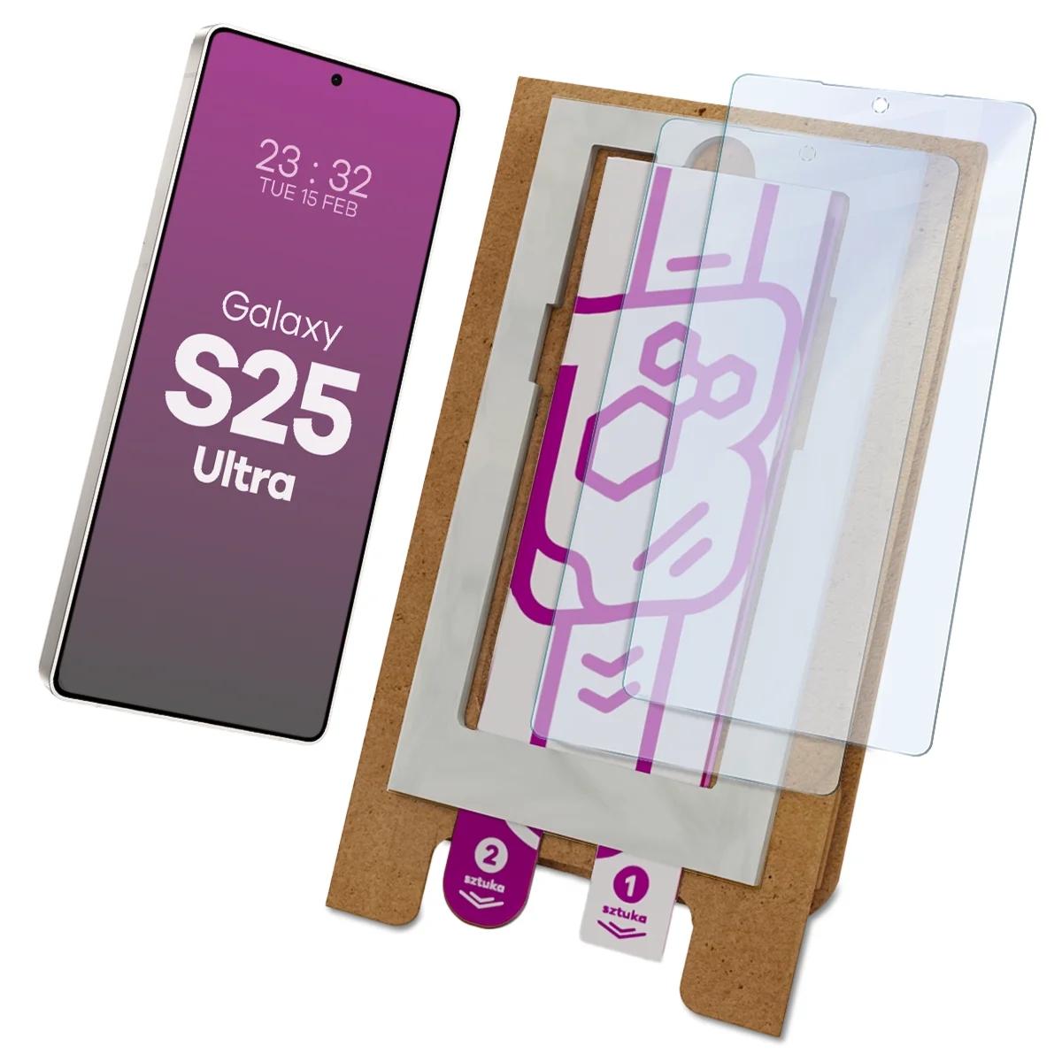 2x Szkło hybrydowe z eko aplikatorem Bizon Eplikator Hybrid Mule do Galaxy S25 Ultra