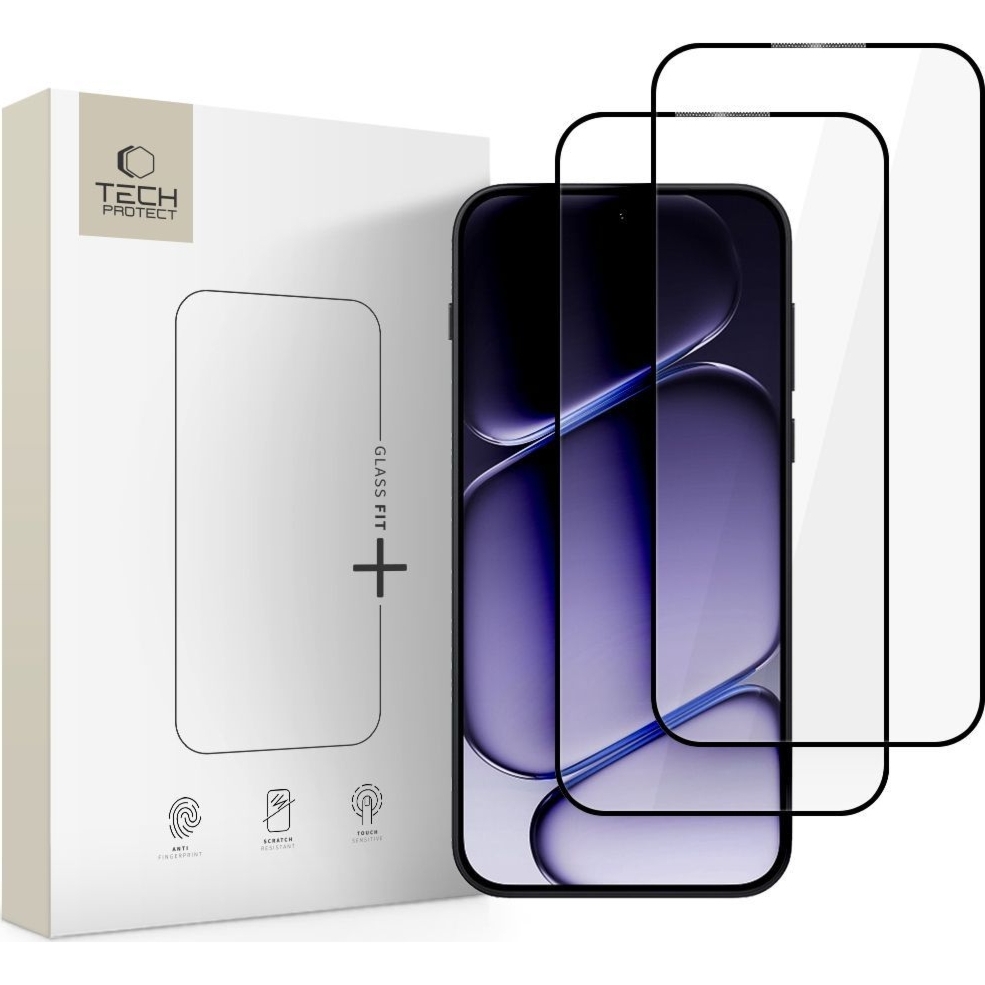 Szkło hartowane Tech-Protect Glass Fit+ do OnePlus Nord 6, 2 sztuki, czarna ramka
