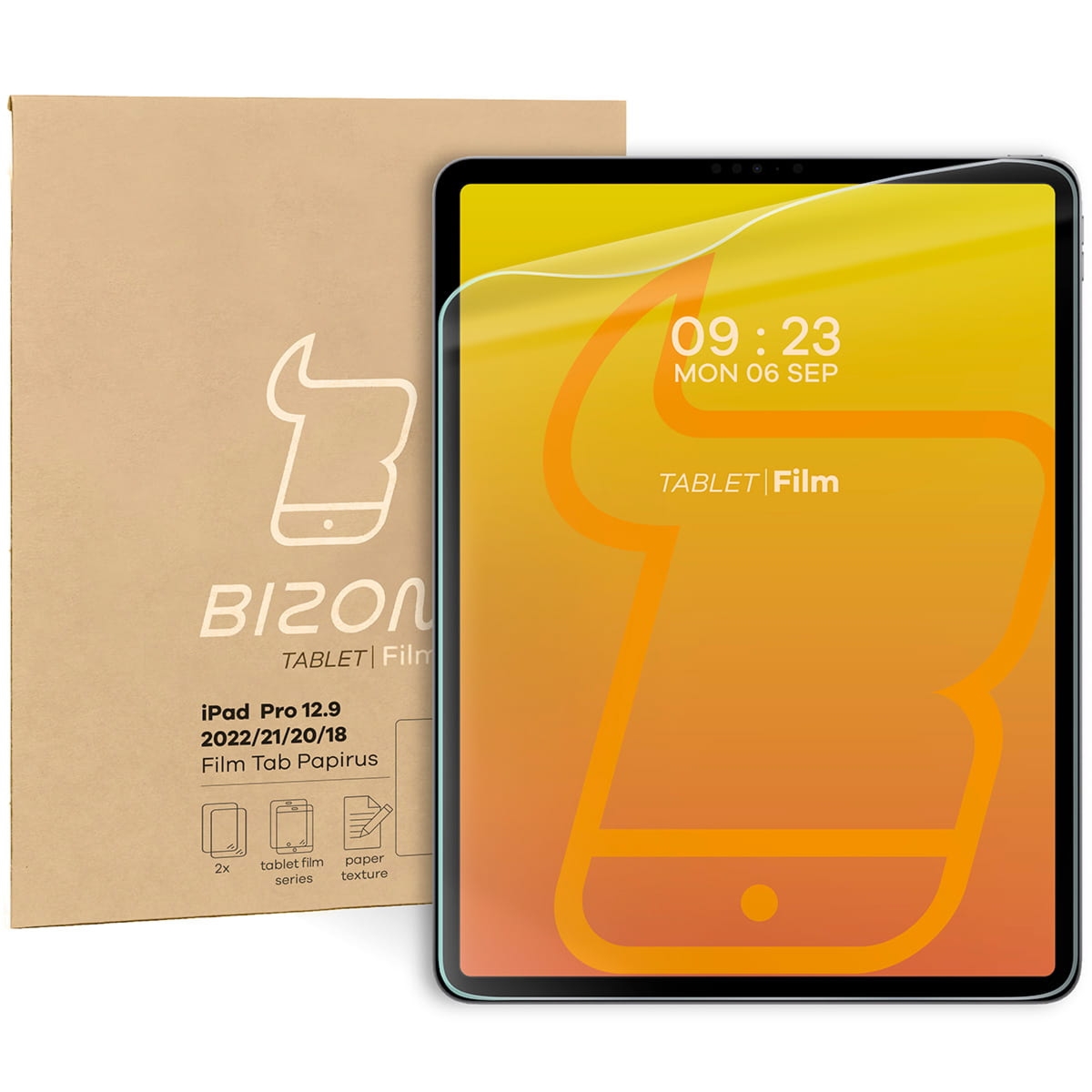 Folia imitująca papier Bizon Film Tab Papirus Duo do iPad Pro 12.9 2022/2021/2020/2018, 2 sztuki