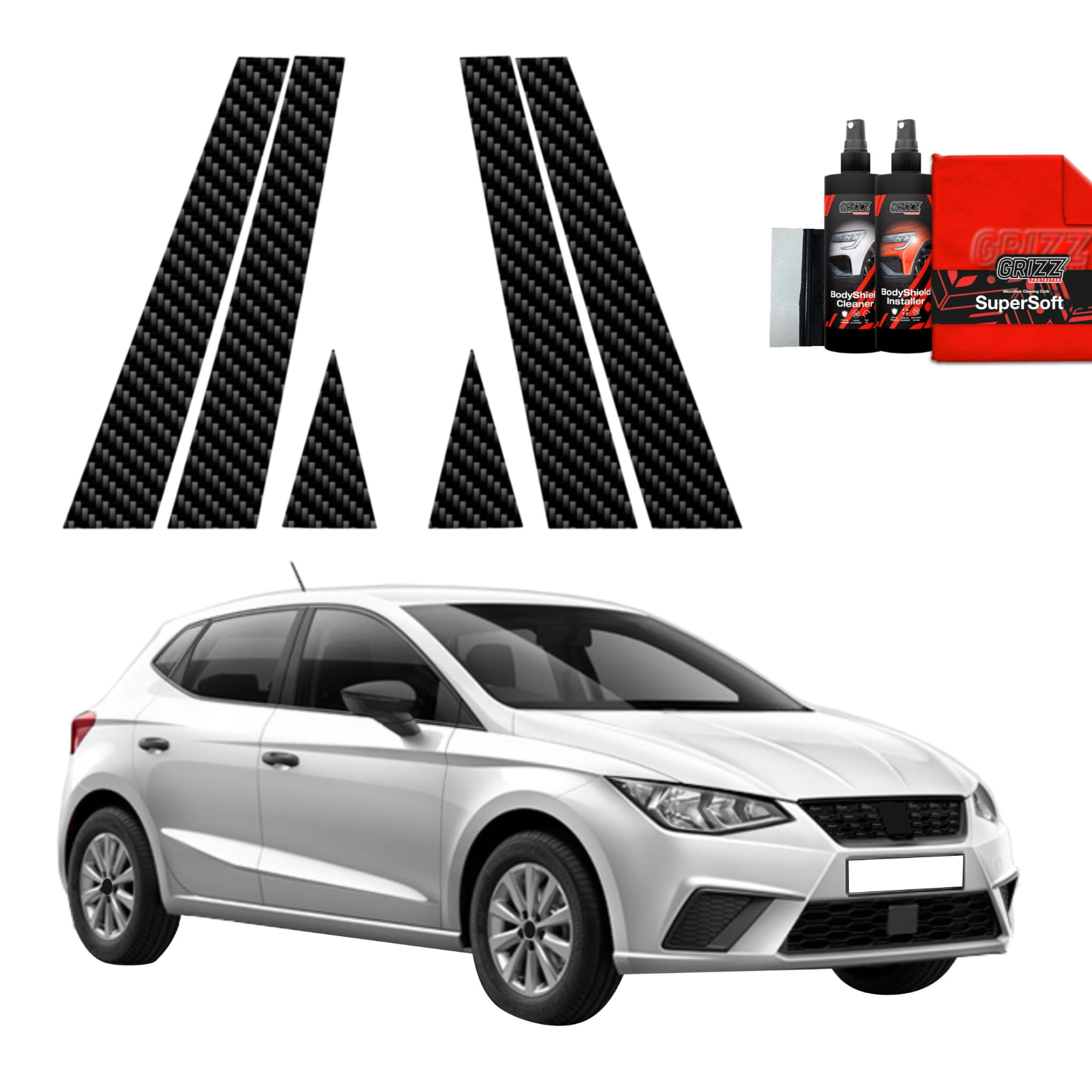6w1 Folia karbonowa Grizz Protector na słupki do Seat Ibiza (2021-2026)