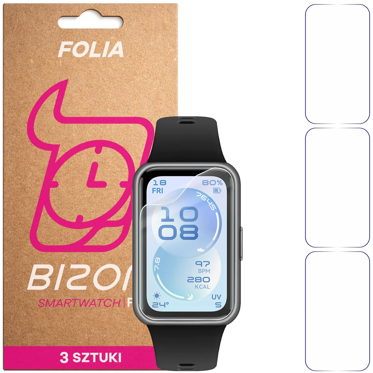 Folia ochronna na ekran zegarka Bizon Watch Film HydroFlex do Huawei Band 11, 3 sztuki