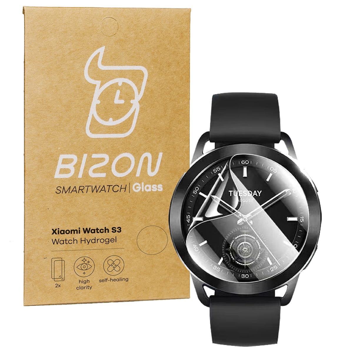 Folia hydrożelowa na ekran Bizon Watch Film Hydrogel Duo do Xiaomi Watch S3 47 mm, 2 sztuki
