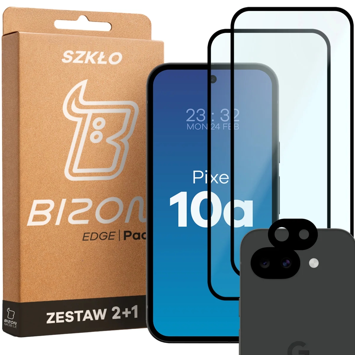 2x Szkło + szybka na aparat Bizon Glass Edge Pack do Google Pixel 10a