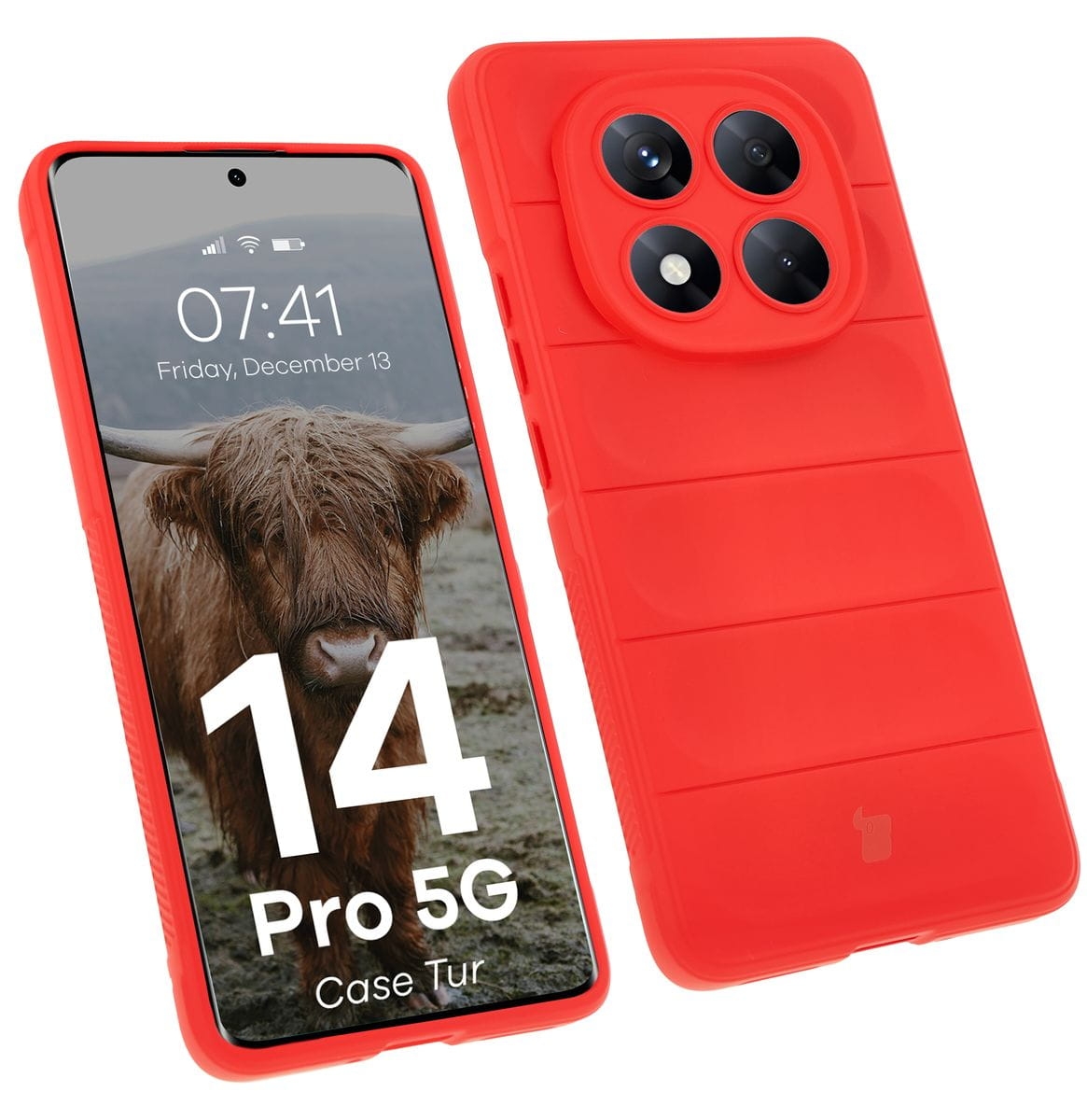 Image of Pancerne etui Bizon Case Tur do Xiaomi Redmi Note 14 Pro 5G / Poco X7, czerwone