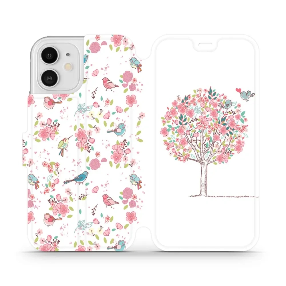 Etui z klapką do iPhone 12, Mobiwear Book, różowy gaj