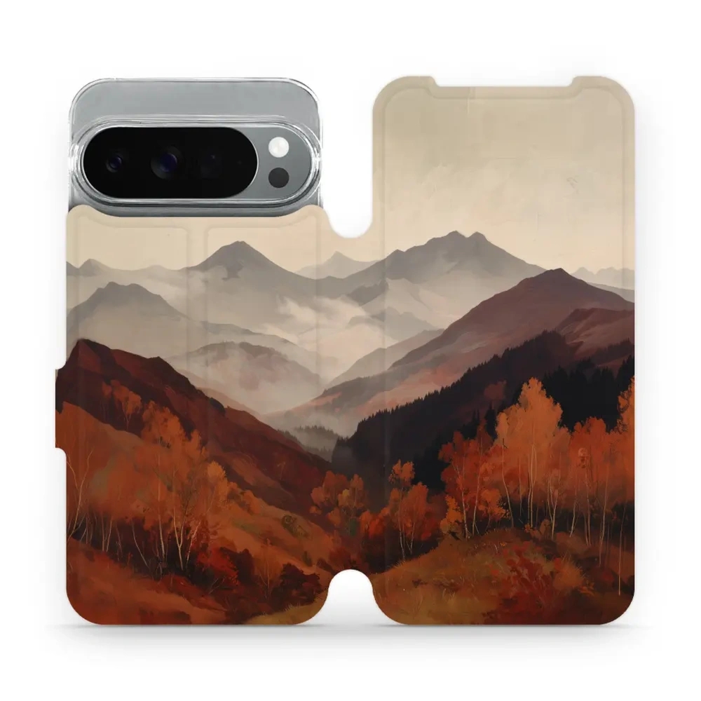 Etui z klapką do Google Pixel 10 Pro XL, Mobiwear Book, mglista dolina w górach