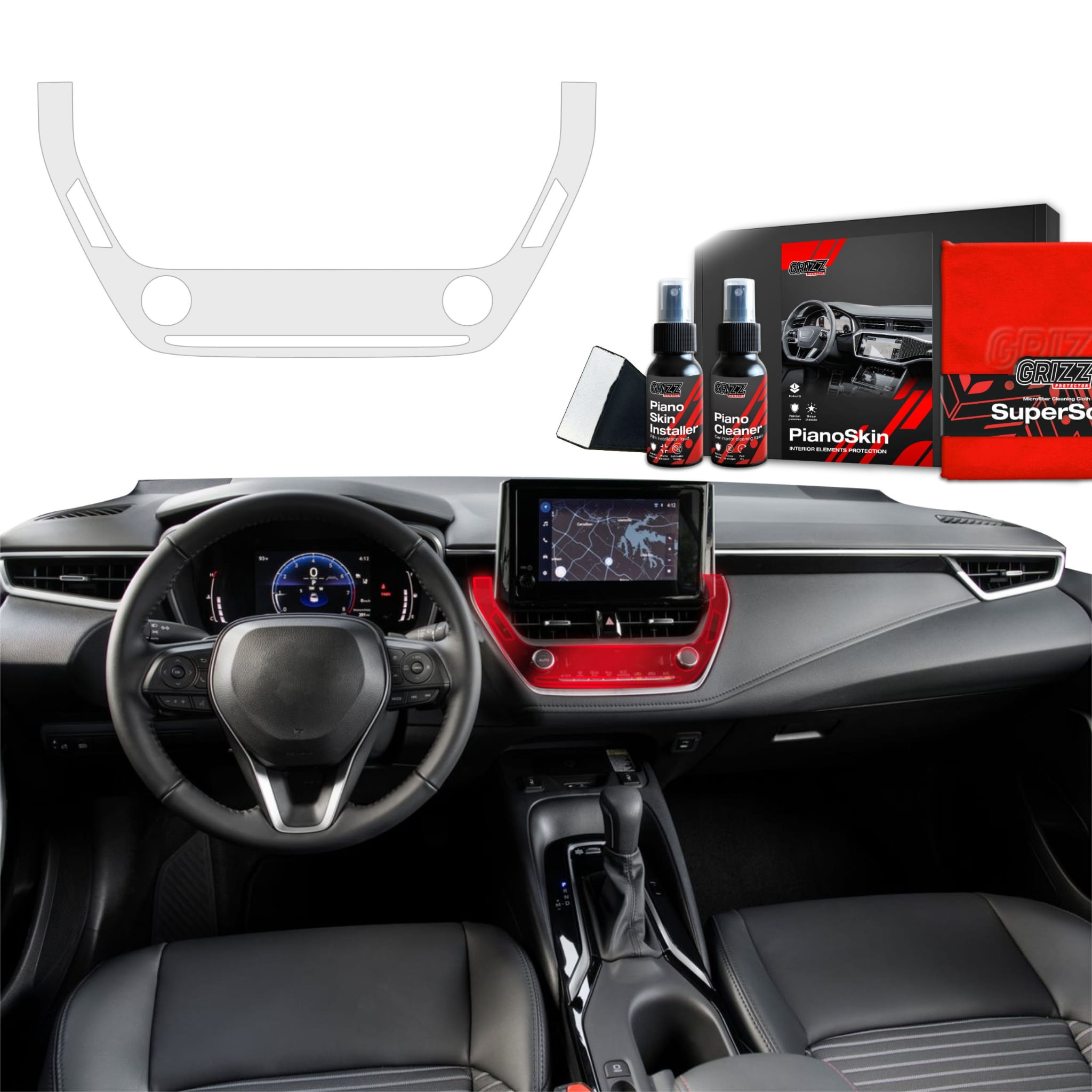 Folia ochronna Grizz Protector do wnętrza Toyota Corolla (2019-2026) Antyodciskowa PianoSkin