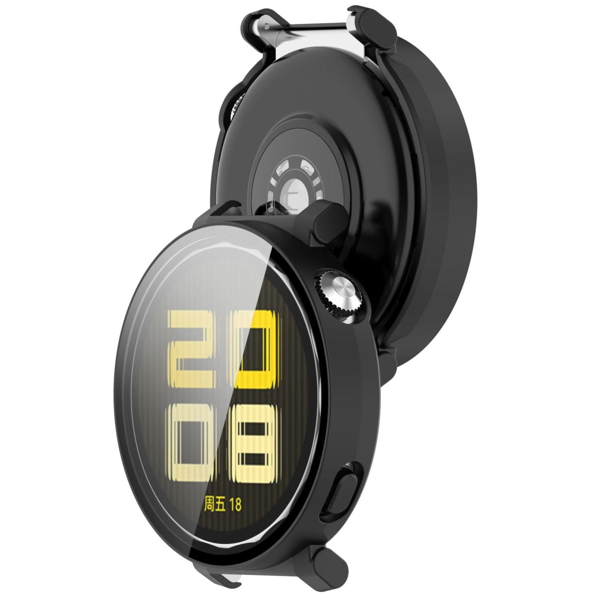 Etui ze szkłem do zegarka Bizon Case Watch Adamo do Huawei Watch GT 5 Pro 42 mm czarne matowe