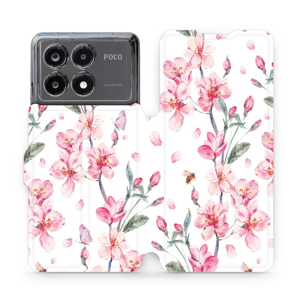 Etui z klapką do Xiaomi POCO X6 Pro, Mobiwear Book, różowa wiosna