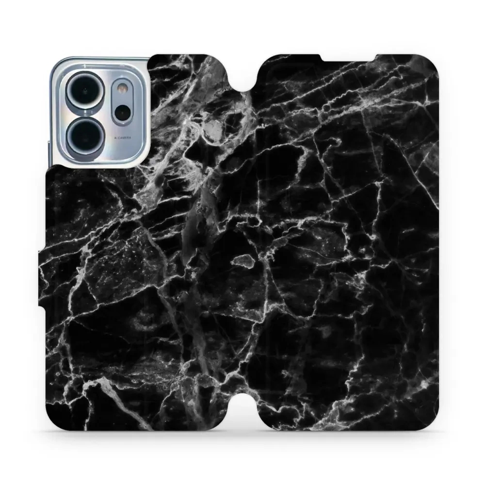 Etui z klapką do Oppo Reno 14 F, Mobiwear Book, czarny marmur