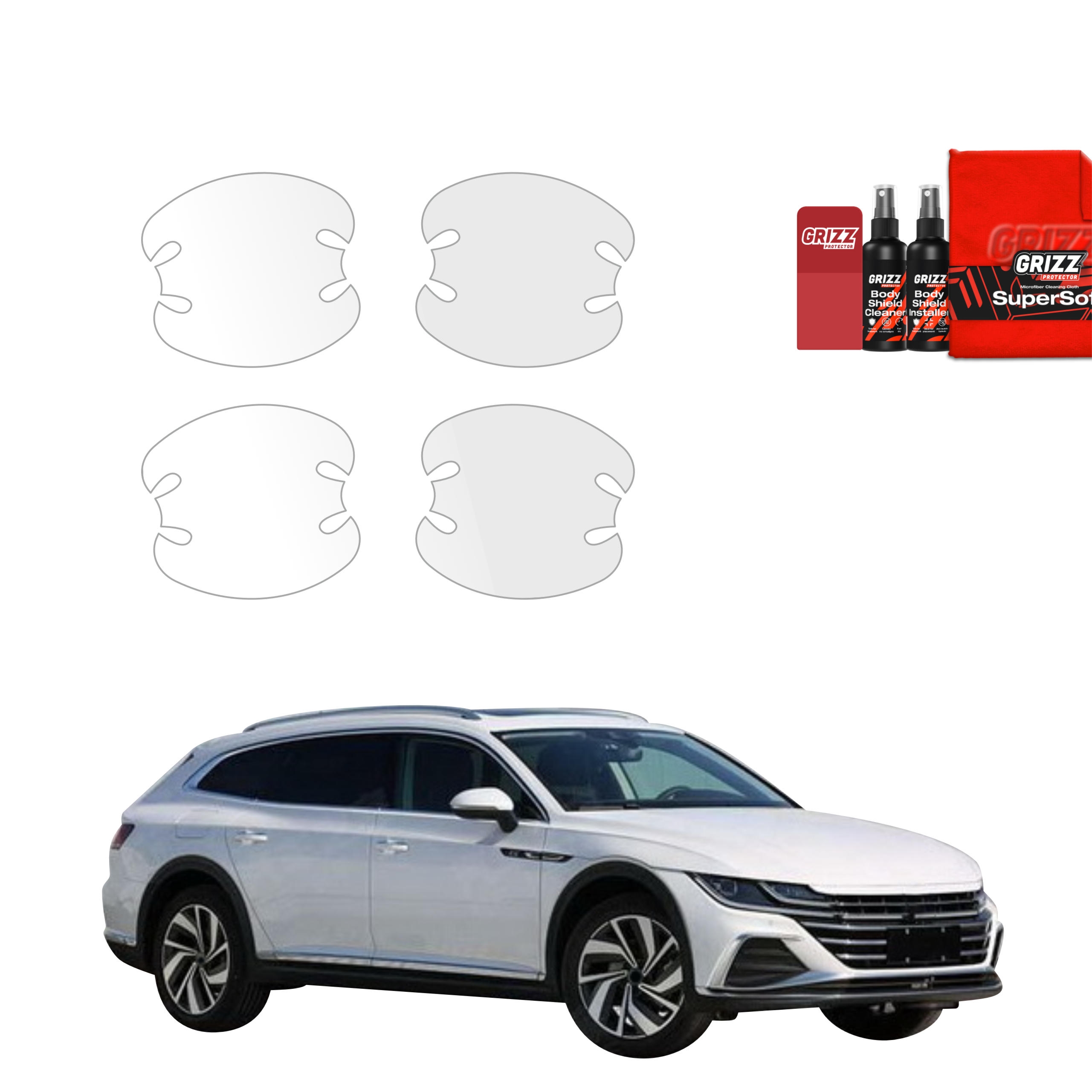 4w1 Bezbarwna folia ochronna Grizz Protector pod klamki Volkswagen Arteon Shooting Brake (2019-2025)