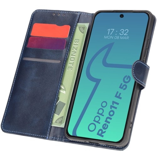 Image of Etui z klapką Bizon Case Pocket do Oppo Reno11 F 5G, granatowe