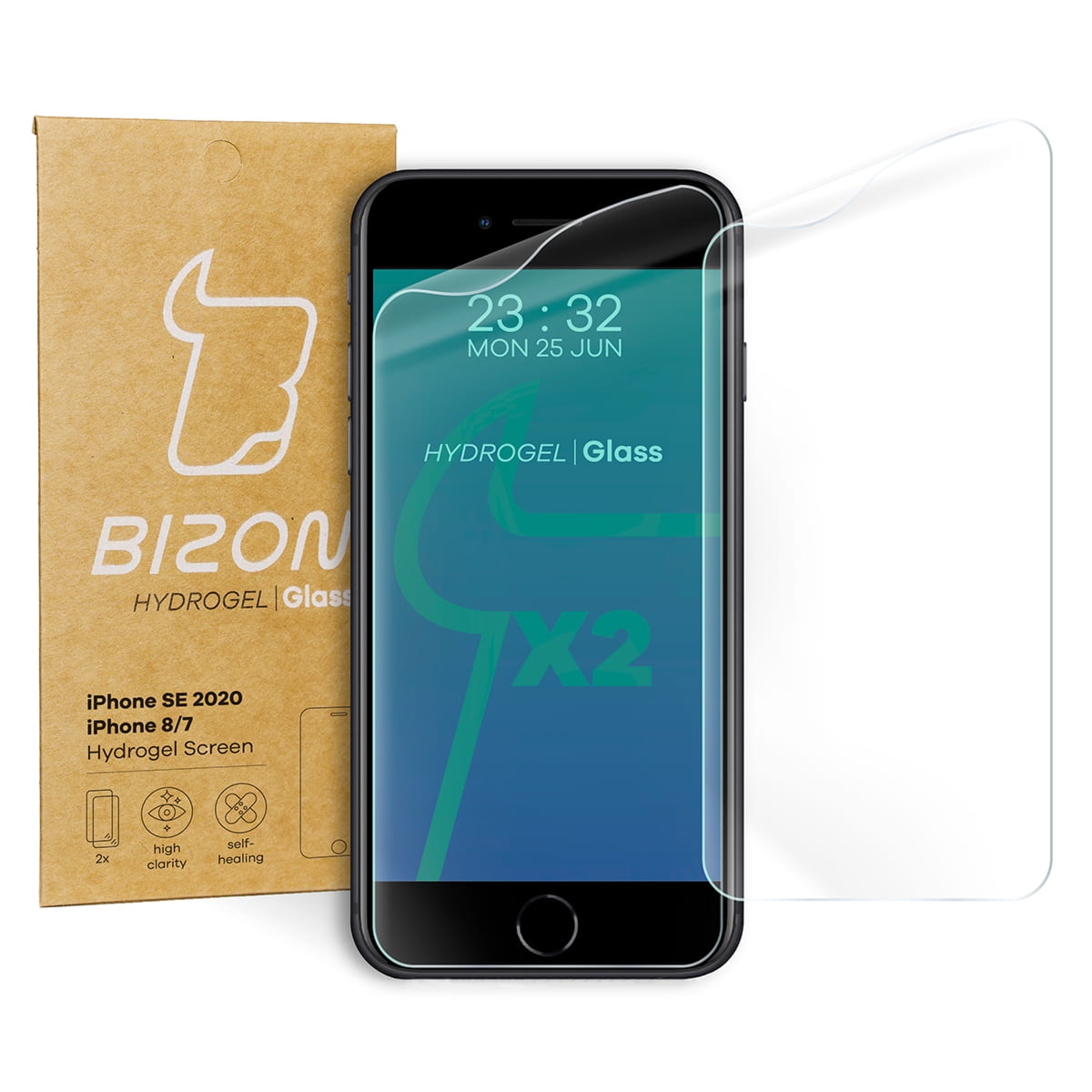 Folia hydrożelowa na ekran Bizon Film Hydrogel Front Duo do iPhone SE 2022/2020/ 8/ 7, 2 sztuki