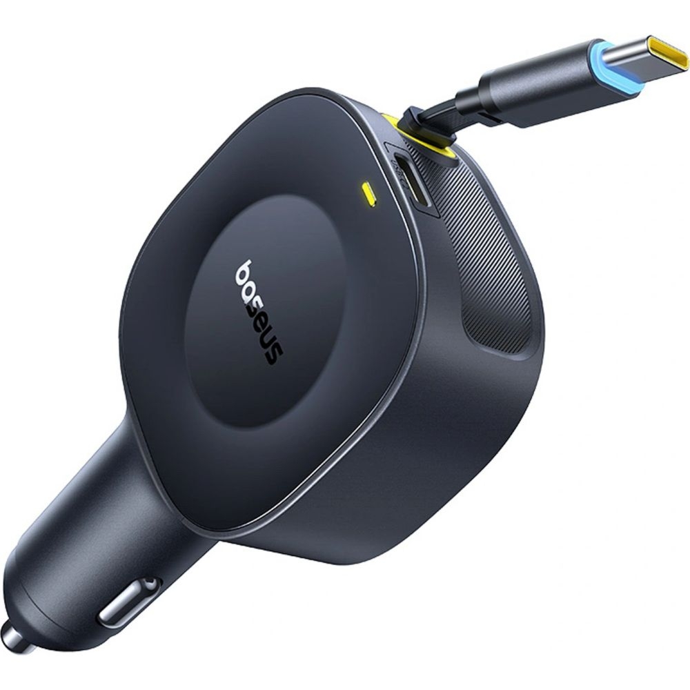 Ładowarka samochodowa Baseus PrimeTrip VR2, USB-C, z wysuwanym kablem USB-C, 60W, QC, PD, Huawei SCP, czarna
