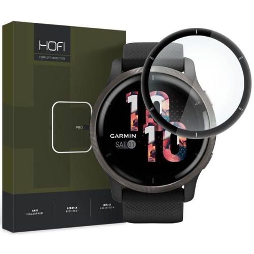 Image of Szkło hybrydowe Hofi Hybrid Pro+ do Garmin Venu 2, czarna ramka