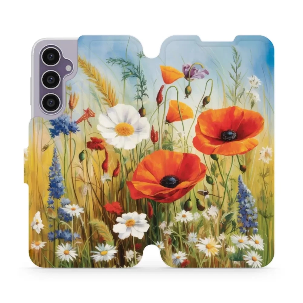 Etui z klapką do Galaxy S23 FE, Mobiwear Book, łąkowe kwiaty