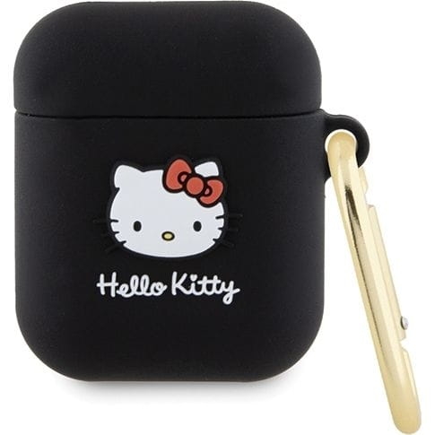 Image of Etui CG Mobile Hello Kitty Silicone 3D Kitty Head do AirPods 1 / 2, czarne