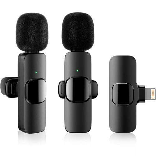 Image of bezprzewodowe mikrofony apexel wireless lavalier do iphone, czarne