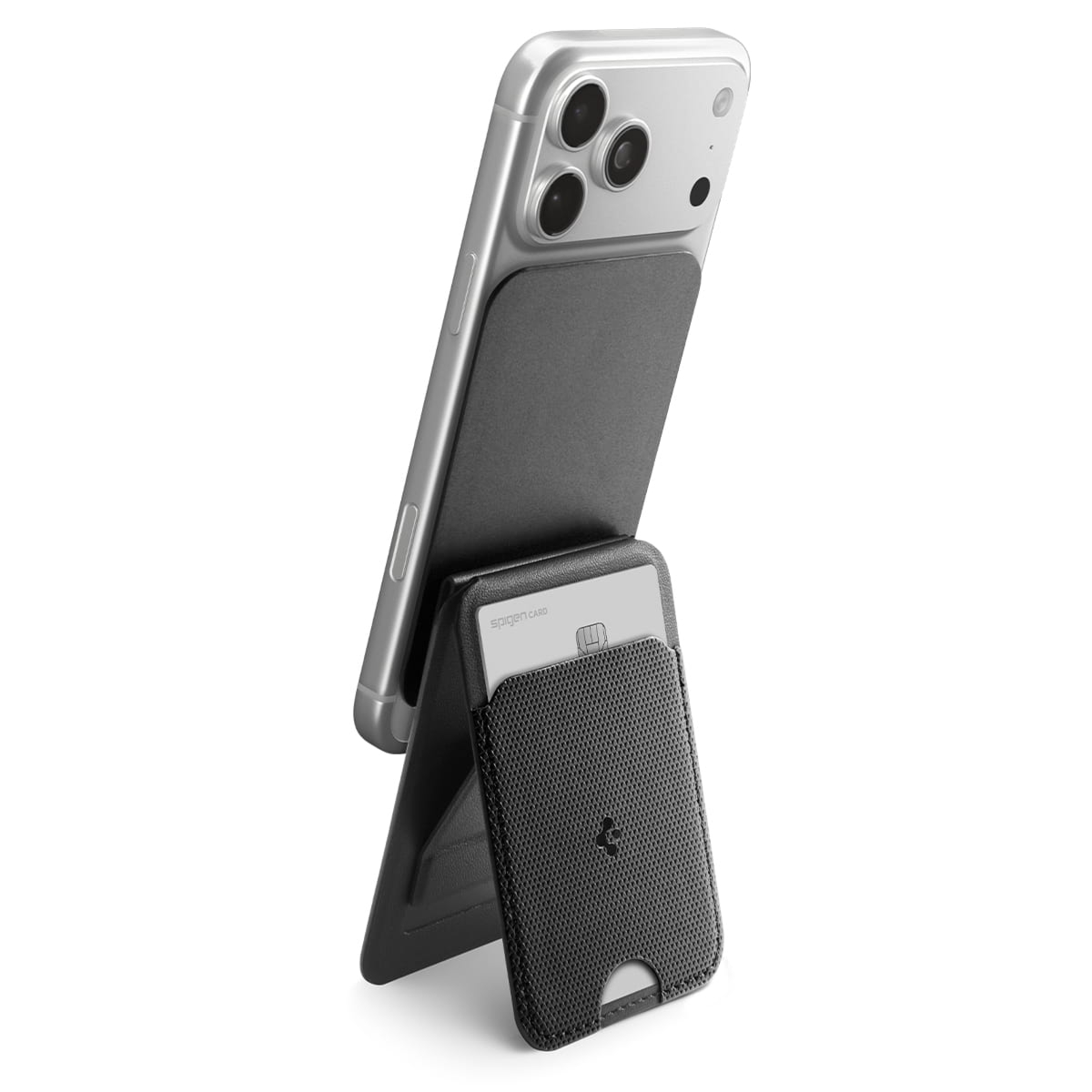 Portfel na karty z podstawką Spigen Slim Fold Mag S314-3 do MagSafe, czarny
