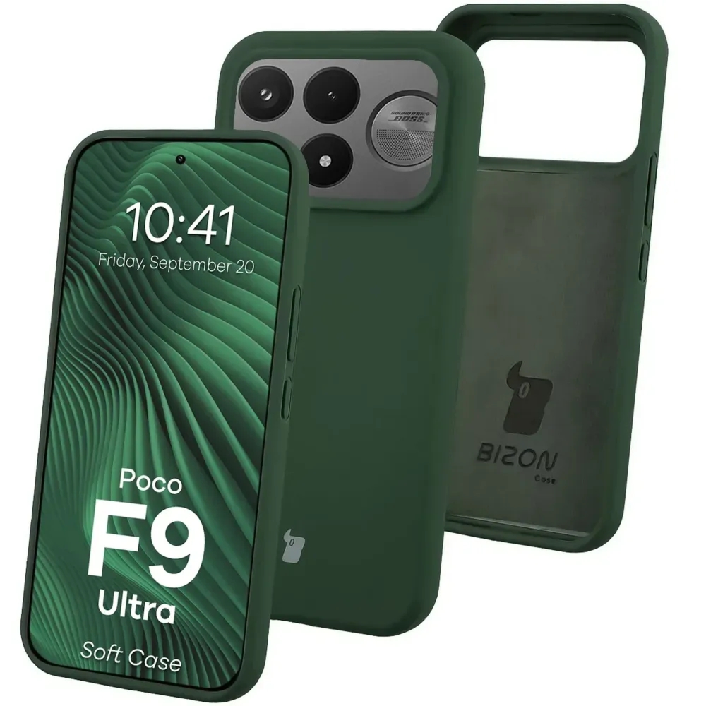 Silikonowe etui Bizon Soft Case do Xiaomi POCO F9 Ultra, ciemnozielone