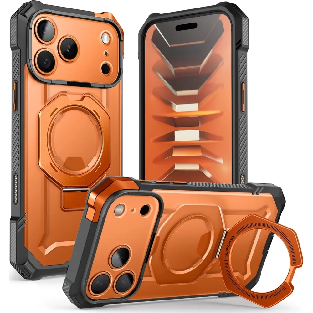 Etui pancerne Supcase UB Grip MagSafe do iPhone 18 Pro / 17 Pro, przezroczysto-pomarańczowe