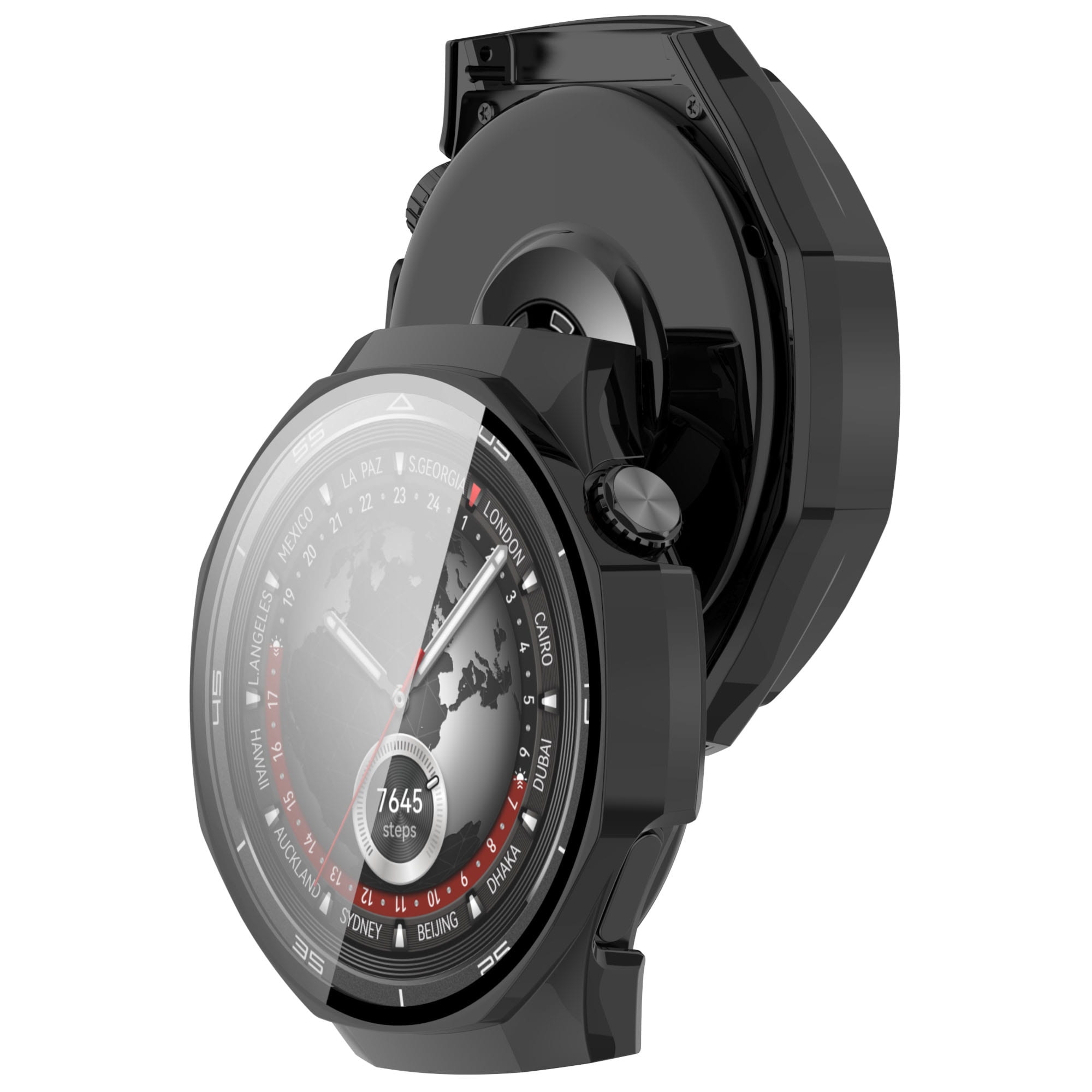 Etui ze szkłem do zegarka Bizon Case Watch Adamo do Huawei Watch GT5 Pro 46 mm czarne