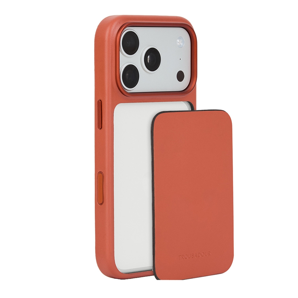 Skórzane etui z modularnymi pleckami Troubadour Modular Leather Case do MagSafe do iPhone 18 Pro, rdzawo-brązowe