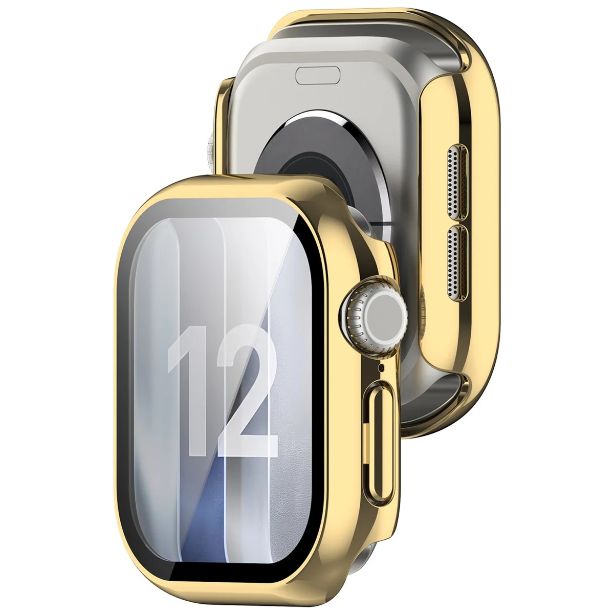 Etui ze szkłem do zegarka Bizon Case Watch Adamo do Apple Watch Series 12 42mm, złote