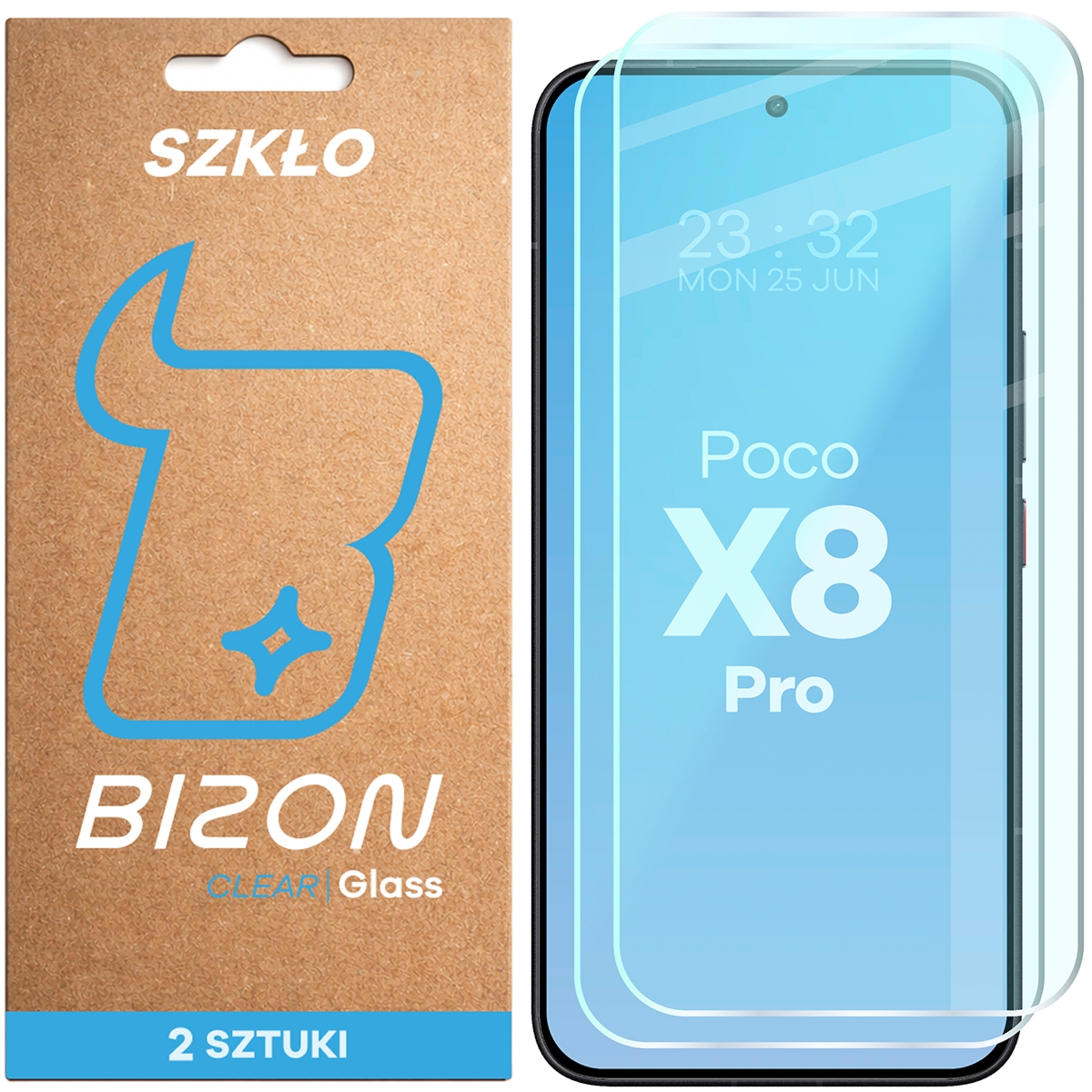 Szkło hartowane Bizon Glass Clear Duo do Xiaomi POCO X8 Pro, 2 sztuki