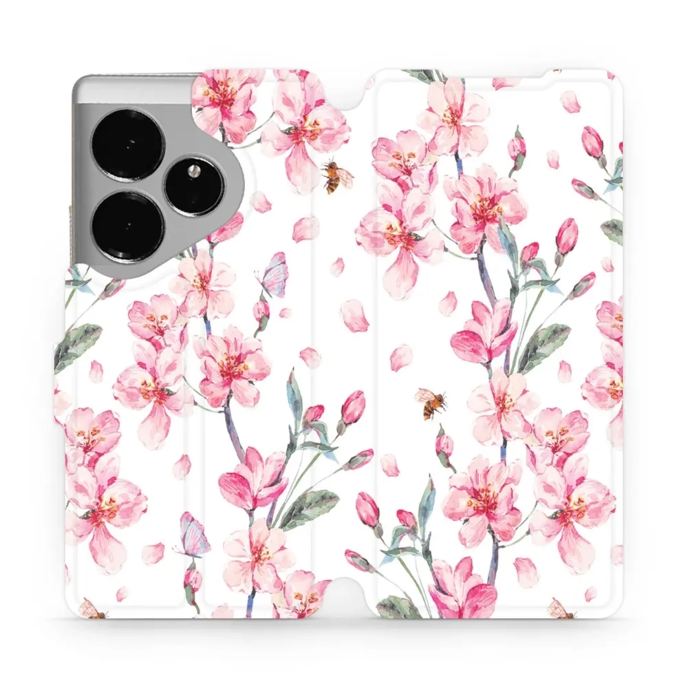 Etui z klapką do Realme GT 6, Mobiwear Book, różowa wiosna